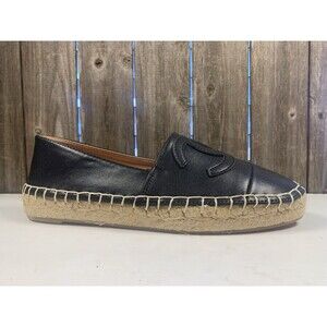 Chanel Black Espadrilles Logo CC 37 EU Preowned Leather Flats